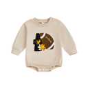 Kuriozud Newborn Baby Boy Girl Football Outfit Game Day Sweatshirt Romper Bubble Romper Top Infant Fall Winter Clohtes Football Eagle Beige, 12-18 Months (Beige)
