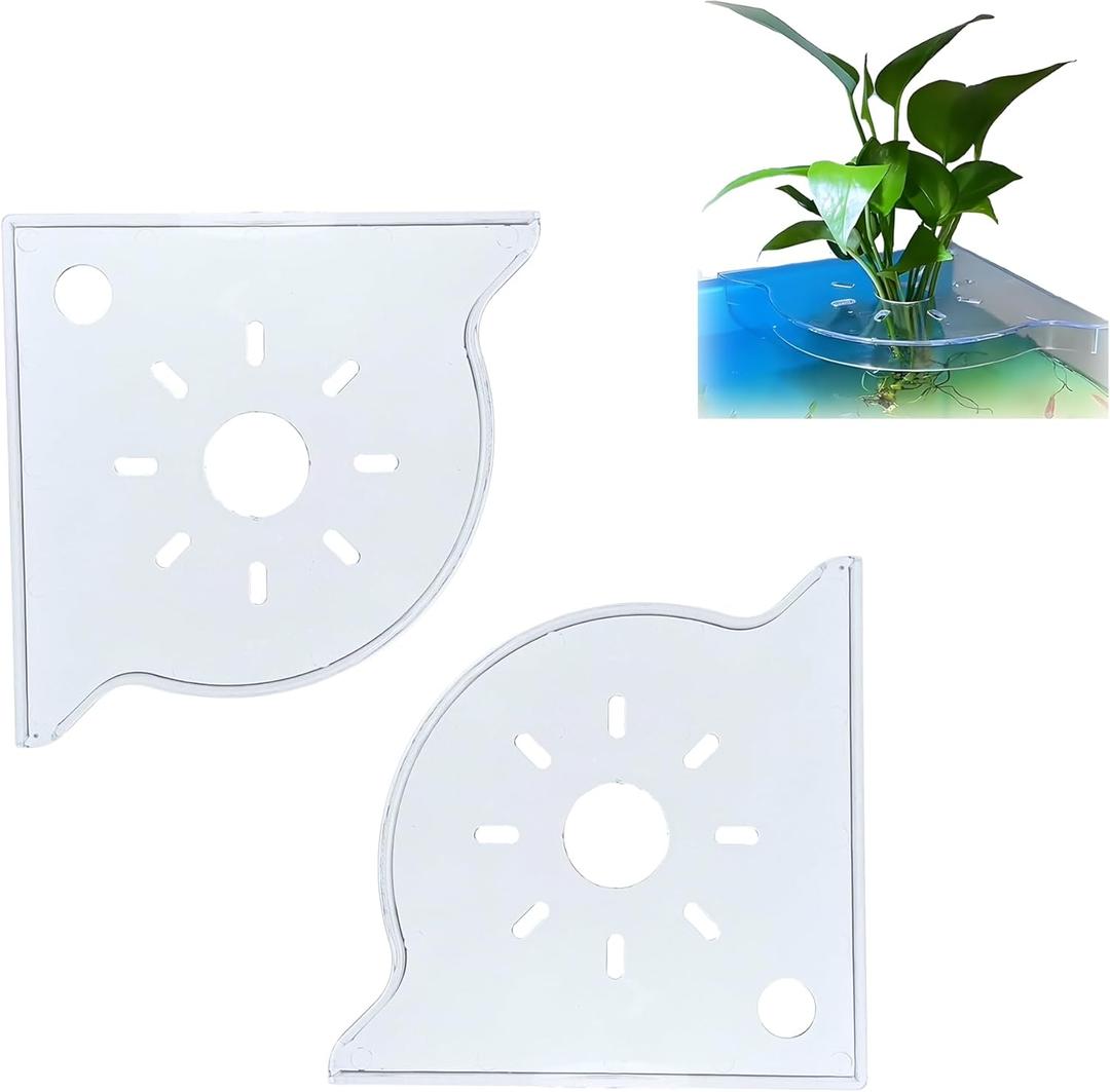 Aquarium Plant Holder for Rimless Fish Tank  2 Pcs Corner Shelf for Fish Tank Top, Aquatic Plant Planter & Organizer for Aquatic Plants, Decor, and Accessories (White)