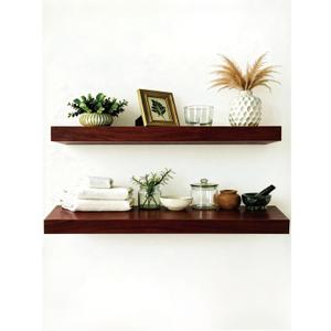 Solid Wood Floating Shelves,40in Finished Real Wood Wall Shelves with Heavy-Duty Hidden Bracket, Easy Installation, Set of 2, 40in x 7.1in x 1.5in, for Living Room Bedroom Kitchen,Walnut