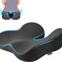 Soft Support Memory Foam Seat Cushion - Wide Cushion for Wide Hip Office Workers, Car Drivers - Sciatica,Tailbone Pain Relief,Office Chair Cushion & Car Seat Cushion (Gray)