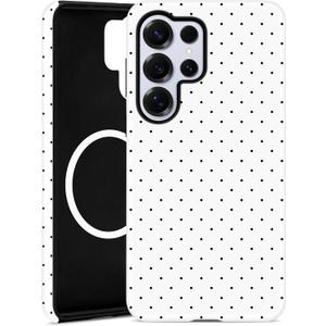 Compatible with MagSafe Polka Dot Phone Case for Samsung Galaxy S25 Ultra, Cute Aesthetic Polka Dot Magnetic Soft TPU and Hard PC Protective Phone Cover for Women Girls - White