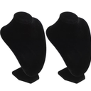 2Pcs Velvet Necklace Display Stand Black Jewelry Organizer with Mannequin Bust for Statement Necklaces