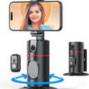 MQOUNY Auto Tracking Phone Holder,360 Rotation Phone Camera Mount Smart Shooting Tracking Holder with Remote Selfie Stick for iPhone Android Stabilizer Shooting Live,No App,Rechargeable (Black)