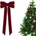 24 Pcs Red Velvet Christmas Tree Bows Door Garland Decor Vintage Wreath Bow Suitable for Christmas Trees (24PC Burgundy)