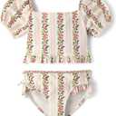 Gymboree Girls' and Toddler 2-piece Bikini Swimset, 3T (White)