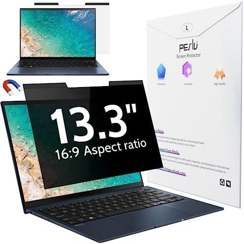 Peslv Magnetic Laptop Privacy Screen 13.3 Inch for 16:9 Computer Monitor, 13" Removable Anti Glare Protector Blue Light Filter Shield Compatible with Lenovo Hp Dell Acer Asus Thinkpad Envy Xps