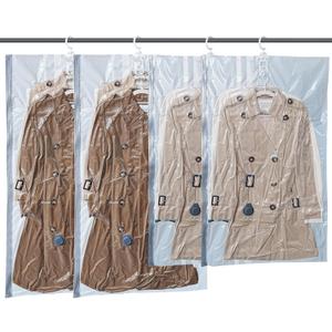 Hanging Vacuum Storage Bags 4 Pack Hanging Vacuum Seal Bags for Clothing Coat Storage Suit Bags, Hanging Plastic Clothes Cover for Coat Dress Fur Shirt Vacbird