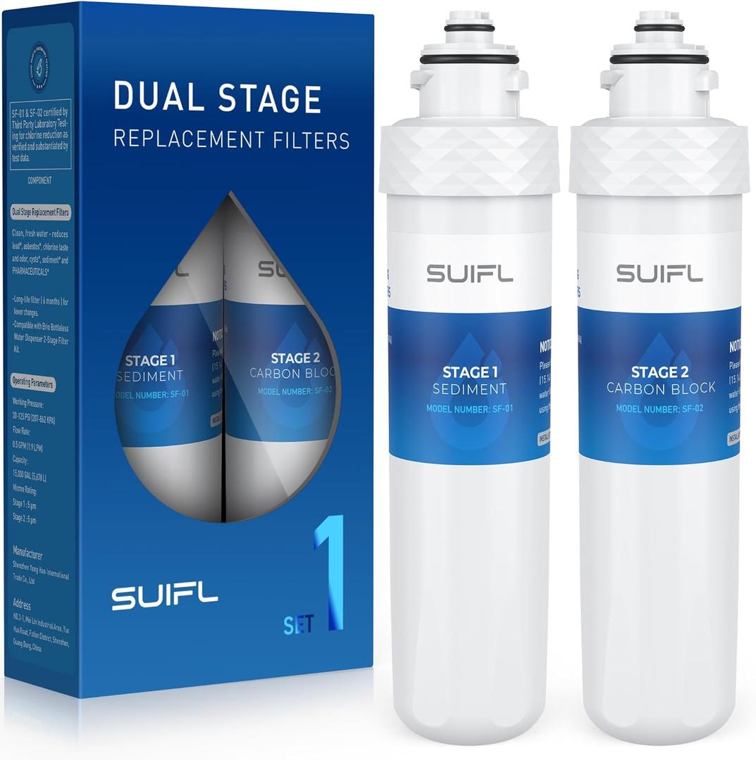 2 Stage Cooler Filter Replacement Kit, Compatible With Brio "UVF2" Models, Replacement for Brio MIB200PKF Filter