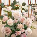 Ling's moment 17.5" Tall Standing Artificial Flowers Arrangements 4 pcs Wedding Aisle Runner Chair Decorations Blush & Pink Centerpieces for Ceremony Reception Rose Floral Party Outdoor