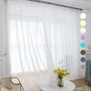 ABCHOME White Sheer Curtains 95 Inches Long 2 Panels, Rod Pocket Voile Semi Sheer Window Curtains for Kitchen, Bedroom and Living Room (White, 52 W x 95 L)