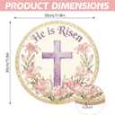 Easter Day Door Sign Wooden Hanging Decor with Rope He is Risen Lily Flowers Religious Cross Easter Door Hanger for Front Door Porch Home Wall Decor Party Outdoor Indoor Easter Day Decor