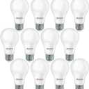 Bulbrite Pack of 12 Item 774235 A19 LED Bulb, 9W, 60W Equiv., Dimmable, 3000K, E26 Base, 120V Soft White Light, A-Type Bulb