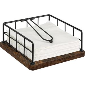 YINMIT Napkin Holder for Table, Farmhouse Napkin Holders with Weighted Arm, Wood Rustic Napkin Holders for Paper Napkins, Napkins Holder for Kitchen, Dining Table