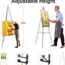 Nicpro Folding Easels for Display, 3 Pack 63 Inch Metal Floor Easel Stand Tripod Black Portable for Artist Poster Wedding with Carry Bag