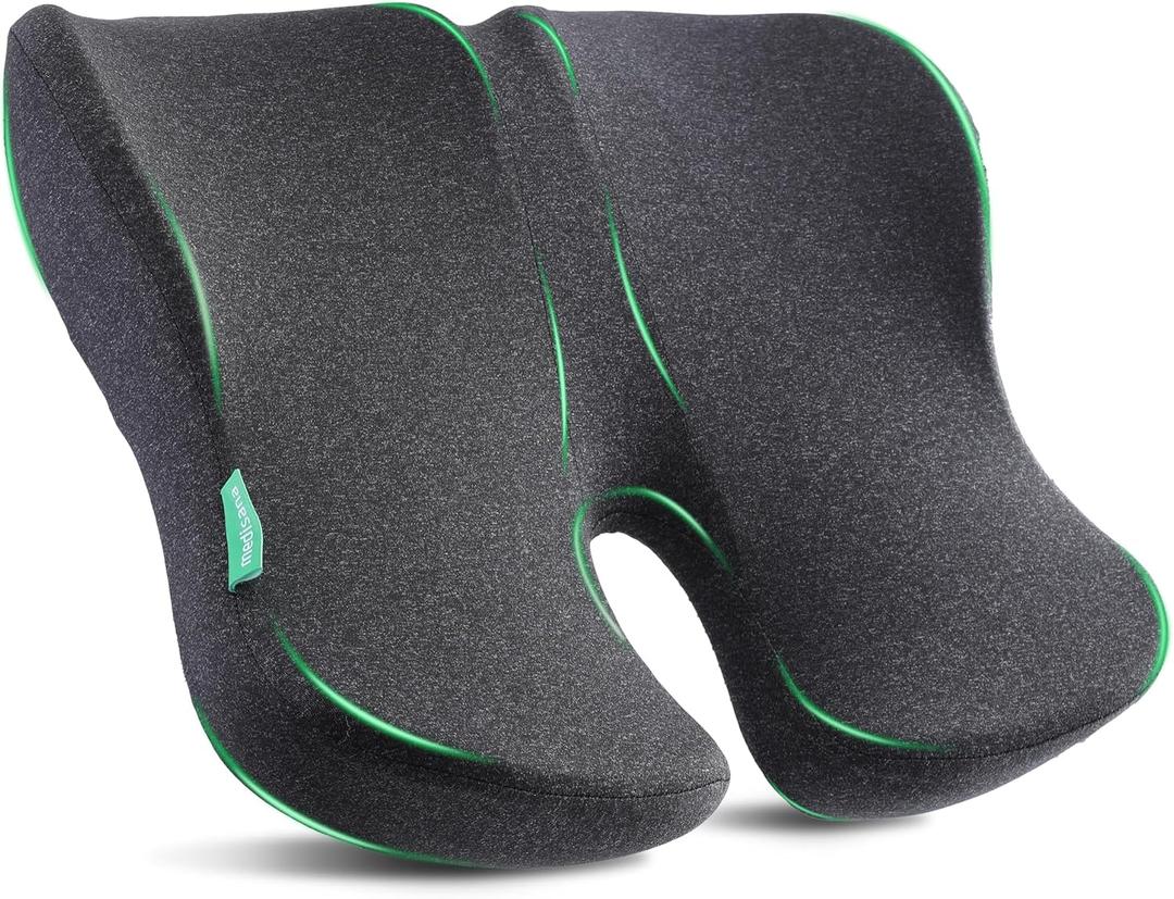 Medisana Extra Large Seat Cushion, Seat Cushions for Office Chairs, Car Seat, Wheelchair - Sciatica & Tailbone & Coccyx Pain Relief Pillow for Driver Sedentary PeopleSize:19.6 * 16.6 * 3.7 in-Black