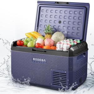 BODEGACOOLER 12 Volt Car Refrigerator, 42QT(40L) IPX4 Waterproof Electric Cooler, 31dB Ultra-Quiet Car Fridge APP Control with 12/24V DC 110-240V AC, -4~68, Portable for Truck RV Camping, Travel