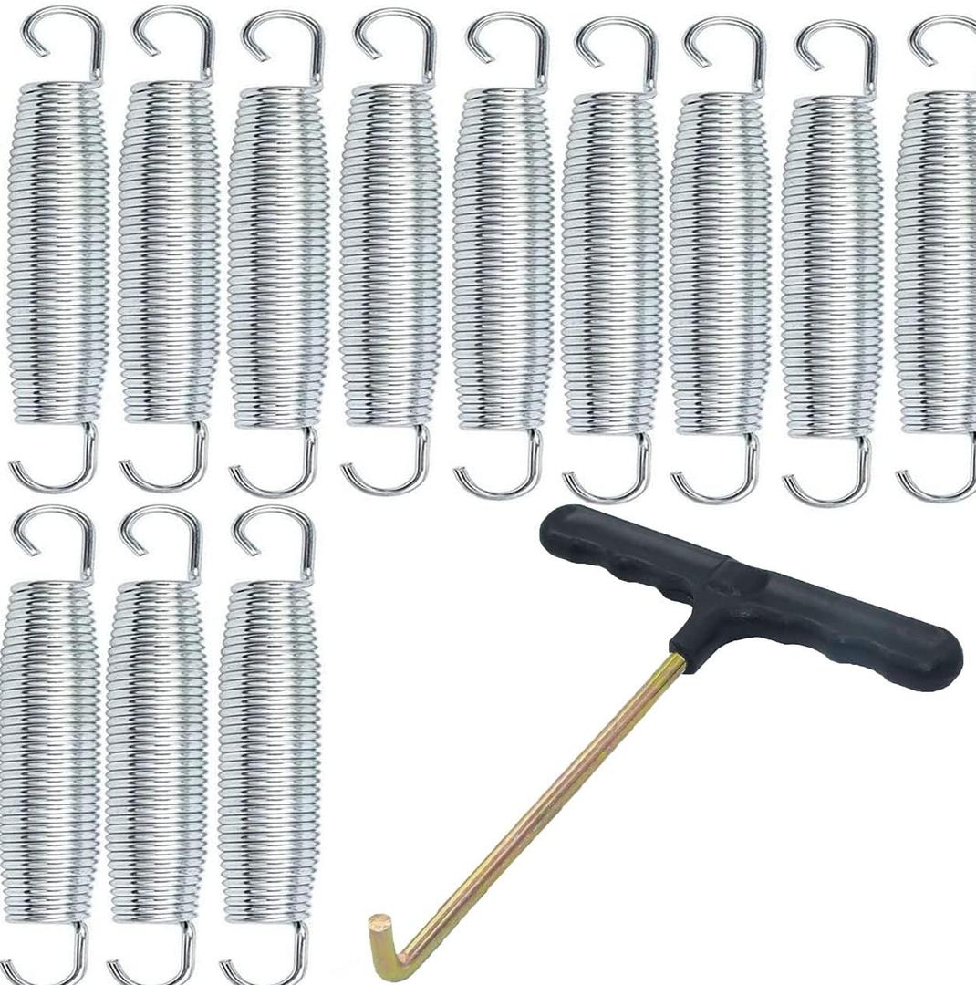 Talyrui 4.5in Trampoline Springs, 12 Packs, High-Durability, Silver, Tapered Design, T-Hook