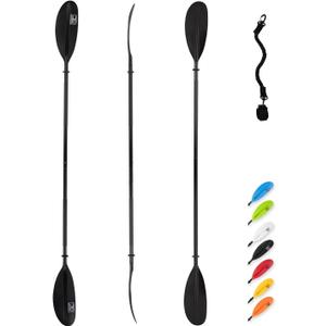 OCEANBROAD Kayak Paddle 86in/218cm, 90.5in/230cm, 95in/241cm Alloy Shaft Kayaking Boating Canoeing Oar with Paddle Leash (90.5''- 1 Paddle, Black)
