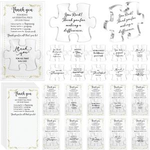 20 Sets Employee Appreciation Gifts Bulk Acrylic Puzzle Piece Plaque, 10 Styles