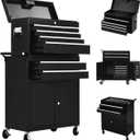 8-Drawer Rolling Tool Chest, 2-in-1 High Capacity Removable Cabinet Storage Tool Box with Wheels and Drawers, Detachable Toolbox with Lock for Workshop Mechanics Garage (Black)