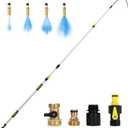 24FT Reach Gutter Cleaning Tool with 8-15FT Telescopic Pole, 360 Rotatable Duckbill Metal Head Gutter Cleaner with Shut Off Valve, Adjustable Leak-Proof Gutter Washing Tool for Garden Hose