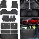 Floor Mats for 2025 Nissan Armada 8 Seats with Trunk mat TPE All Weather Protection 3 Rows Car Floor Liners & Cargo Liners with Velcro Backrest