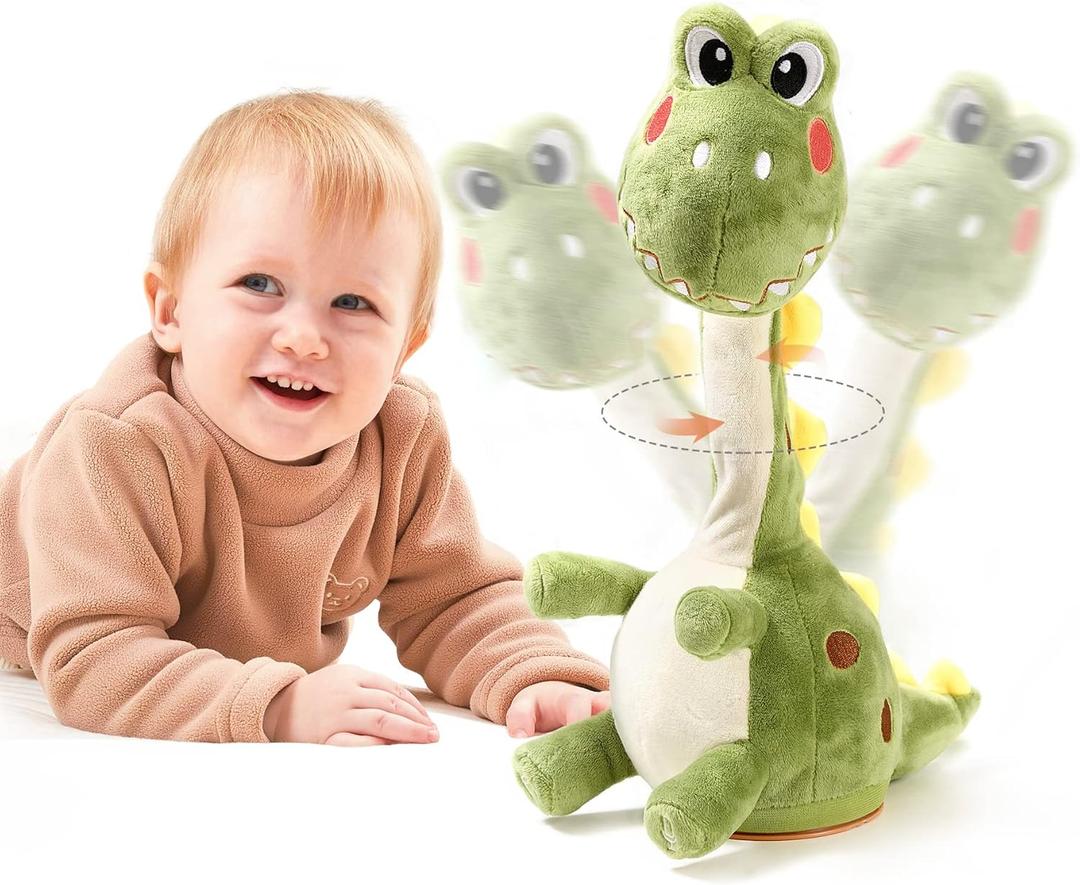 TUMAMA Dinosaur Dancing Interactive Baby Toy, Mimicking Twisted Electronic Soft Plush Toy with Talking Recording Repeat Talking, Talking Dinosaur Toys for Girls and Boys