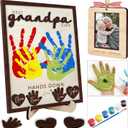 10" Hands Down Best Grandpa Ever DIY Handprint Kids Gifts Frame with Paints, Grandpa Crafts from Grandkids Family Keepsake Plaque Birthday Gift Father's Day for Pops, Papa HF610