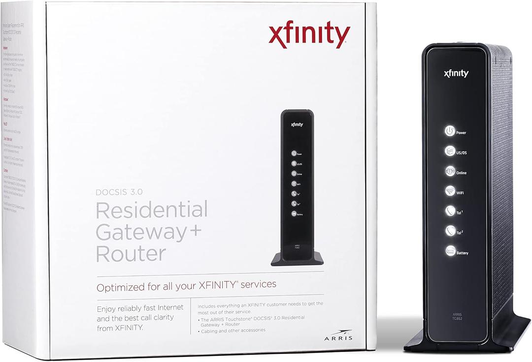 ARRIS DOCSIS 3.0 Residential Gateway with 802.11n/ 4 GigaPort Router/ 2-Voice Lines Certified with Comcast (TG862G-CT)