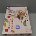 Wooden Pizza Toy, Montessori Pretend Play Toys, Wooden Pizza Counter Playset, Play Food and Accessories, Cooking Pretend Play Toys for Boys Girls Age 3+