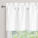 XWZO White Valance for Windows Rectangle Textured Semi Sheer Antiwrinkle Jacquard Small Window Kitchen Valance Rod Pocket Window Toppers for Basement Bathroom Laundry, 60Wx15L inch, 1 Piece
