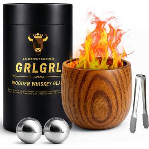 Charred Wooden Whiskey Glasses, Gifts for Men Old Fashion Bourbon Drinking Collins Cup, Perfect Presents for Dad, Boy Friend, Husband, Brother or Whiskey Lovers