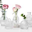 Fixwal Set of 5 Bud Vases, Small Vase for Flowers, Glass Vase for Home Decor, Wedding Decorations, Clear Flower Vases for Centerpieces, Vintage Vase for Home Decor