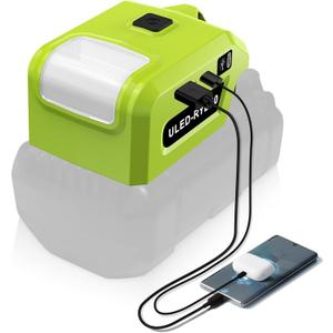 LED Work Light for Ryobi 40V Battery,5W Flashlight Spotlight for Battery Holder,Power Adapter Connector with Output Port with USB and Type-C Charging Interface for Outdoor Use