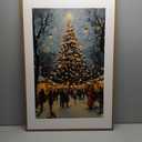 (Set of 3) Santa Claus And Reindeer Art, Rustic Winter Scene for Christmas Canvas Wall Art Print Poster For Home School Office Decor (Wood Frame) 35in. x 24in.