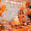 Showgirl Themed Birthday Decorations Pre Strung Glitter Showgirl Themed Birthday Banner Orange Hanging Photo Booth Backdrop for Popular Singer Party Supplies