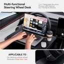 YONZEE 2-in-1 Car Steering Wheel Desk Tray & Car Seat Gap Filler Organizer Foldable Carbon Fiber Look Table for Laptop, Eating, Writing for Standard Round Steering Wheels