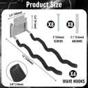 MorningRo 4 Pack Garage Hooks Heavy Duty 12" Ladder Hanger Wave Wall Mount Hanger Foldable Garage Storage Utility Hooks for Car Tires Ladder Shovels Chairs Power Tools Garden Tools Organization