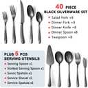 45-Piece Silverware Set Stainless Steel Flatware Set for 8 with Serving Utensils Include Dinner Fork Knife Spoon Cutlery Utensil Set for Home Kitchen Restaurant