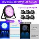 BETOPPER Stage Lighting 120W Par Light RGBW 4-in-1 Stage Lights, DJ Light DMX for Concert and Events,12 Packs