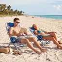 Old Bahama Bay 2 Pack 7-Position Lay-Flat Beach Chair, Lightweight Aluminum Frame Reclining Backpack Chair with Padded Headrest, Big Storage Bag, Heavy Duty Support for Tanning & Camping Stripe