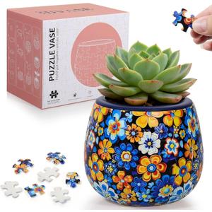 3D Puzzle Planter - Unique 3D Puzzle Vase, Home Decor Flower Pots for Indoor Cactus, Succulents Pots, Unique 3D Puzzles for Adult, Puzzle Gift for Puzzle Lovers (Daisy-02)