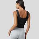 Fioboc Cropped Tank Tops for Women Sleeveless Scoop Neck Workout Crop Tops Breathable Slim Fit Yoga Gym Activewear Shirt (Black, XS)
