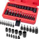 Bates- Torx Bit and Socket Set, 25 pcs, 1/4" 3/8" & 1/2" Drive, Star Bits T8-T60, E-Torx Sockets E4-E22