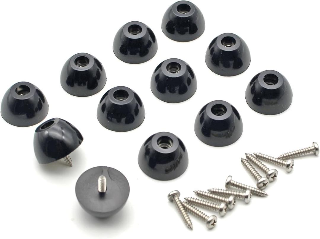 1 Inch Round Rubber Feet for Cutting Board with Stainless Steel Screws for Furniture Electronics Appliances 12-Pack