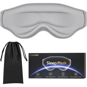 3D Cooling Eye Mask Sleep Mask for Men & Women, 100% Pressure-Free & Light Block-Out Eye Mask for Sleep with Easy Adjustable Strap, Night Eye Cover for Travel, Grey