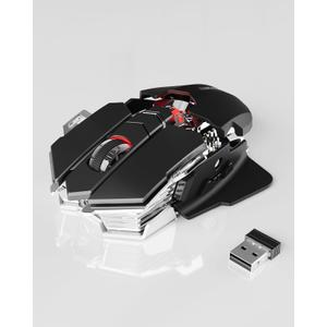 EWEADN G5 Wireless Gaming mouse, 12800 Adjustable DPI Ergonomic Mouse with 6 RGB Backlit Modes, Rapid Fire Key, 9 Programmable Macro Buttons, Rechargeable Bluetooth Mouse for PC/Mac/Laptop - Black