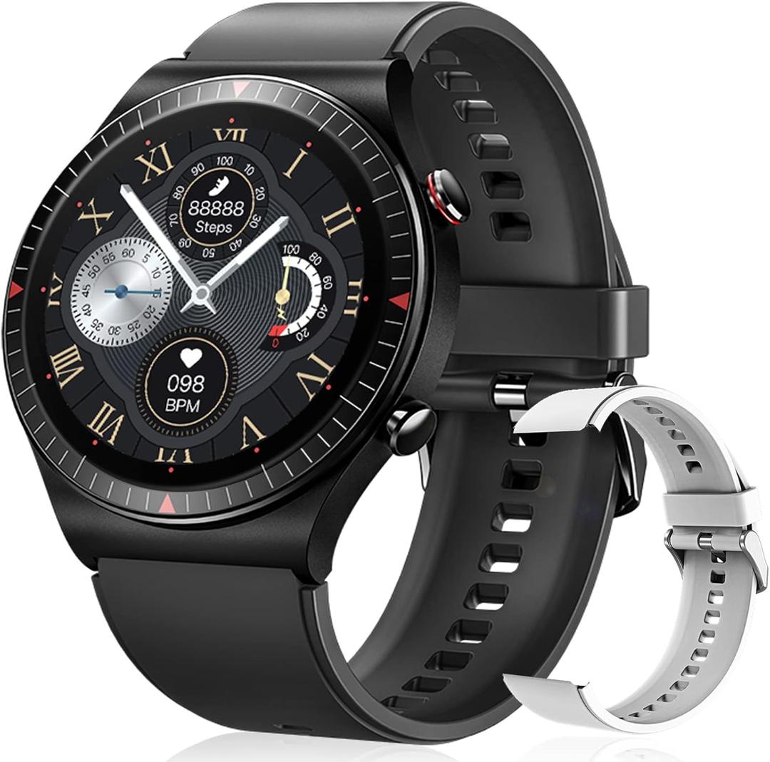 Smart Watch, Bluetooth Call Fitness Watch Full Touch Screen Activity Tracker Waterproof Music Fitness Tracker for Men Gift Black Gray