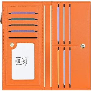 Ultra Slim Wallet for Women Bifold Leather RFID Blocking Credit Card Holder Ladies Womens Wallet with Zip Pocket
