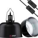 2 Pack 8.5" Deep Dome Reptile Heat Lamp Fixture with Clamp, ETL Certified Ceramic Socket for UVA/UVB Basking Bulbs & Heat Emitters, for Bearded Dragons, Turtles, Lizards, Snakes, Geckos, Terrariums